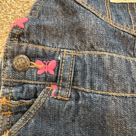 🦋 Oshkosh Baby Girl Butterflies Denim Overall 9 months Pink Butterfly 🦋 - Picture 3 of 5